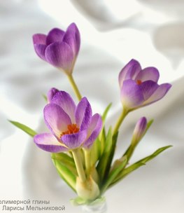 КРОКУС (цветк с бутоном и листиками) - 4х часовой мастер-класс. Создание цветка, бутона , листиков, чешуек, тонировка, сборка.